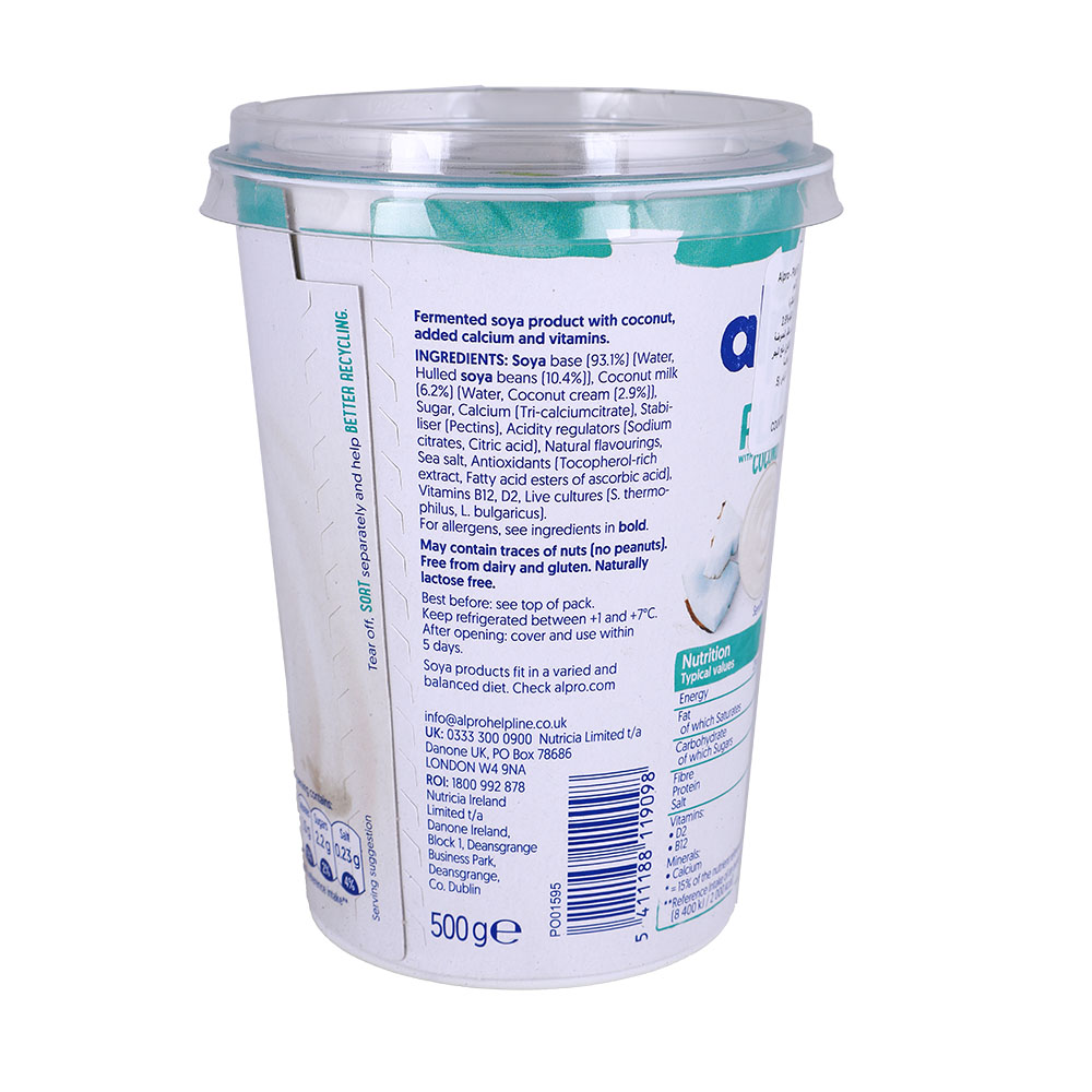 Alpro Plain with Coconut Yogurt 500g back image