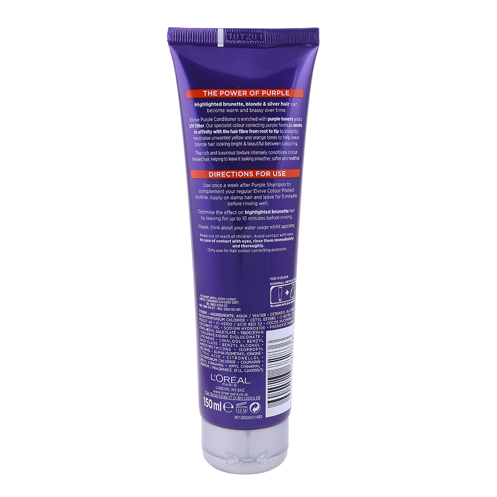 LOreal Elvive Color Protect Purple Conditioner 150ml back image