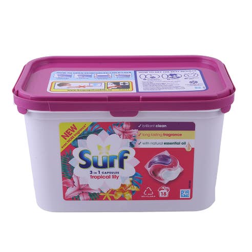 Surf 3in1 Tropical Lily Laundry Capsules 18 Wash 311.4g 