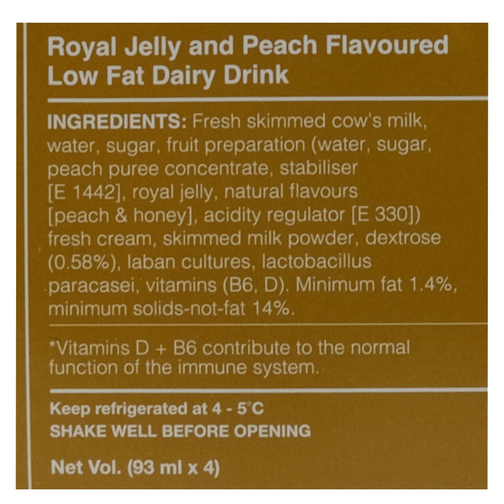 Actimel Royal Jelly & Peach Yogurt Drink 4x93ml back image
