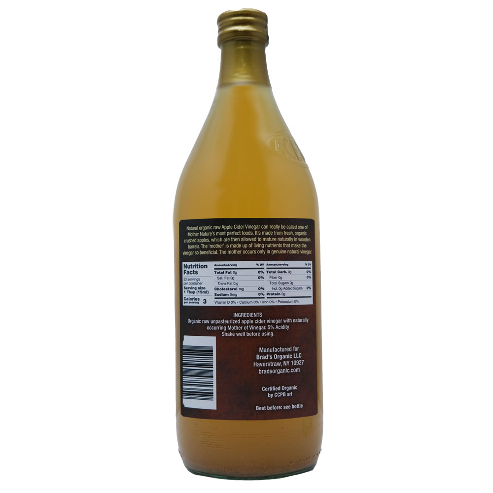 Brads Organic Apple Cider Vinegar 1L back image
