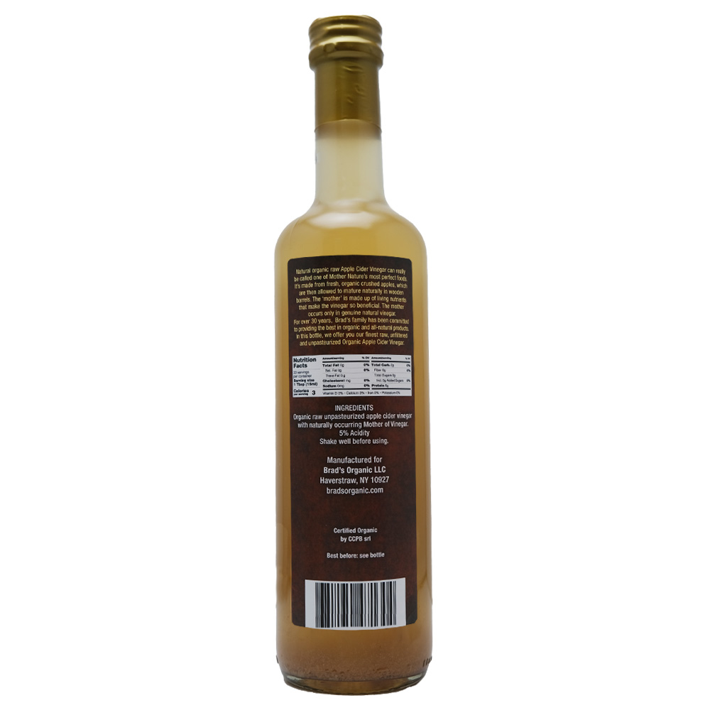 Brads Organic Apple Cider Vinegar 500ml back image