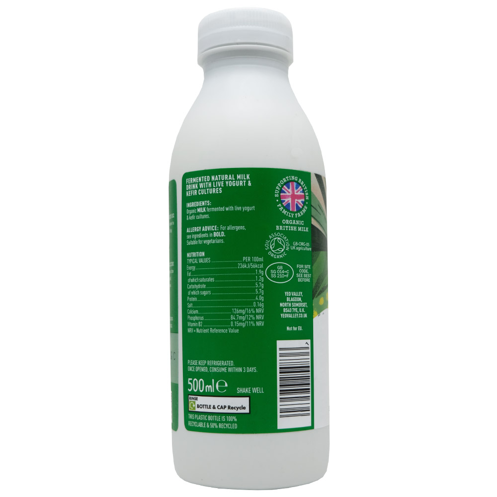 Yeo Valley Organic Natural Kefir Drink 500ml back image