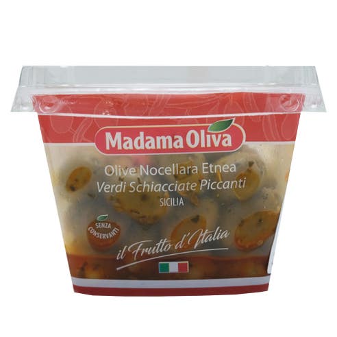 Madama Oliva Cracked Green Spicy Nocellara Olives 250g 