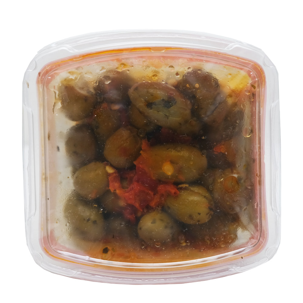 Madama Oliva Cracked Green Spicy Nocellara Olives 250g left side image