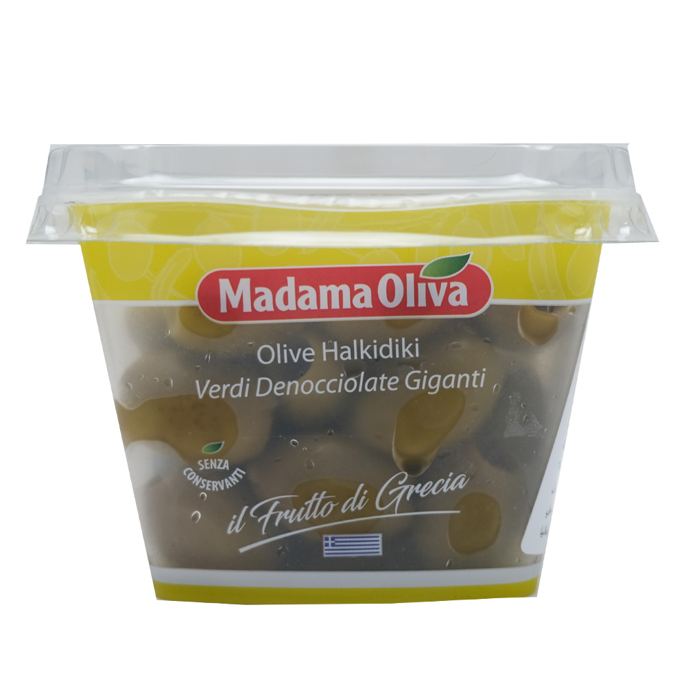 Madama Oliva Giant Green Pitted Olives 200g