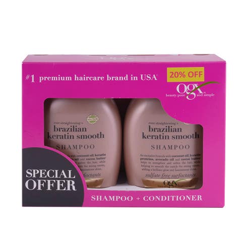Ogx Brazilian Keratin Shampoo 2x385ml [Special Offer] 