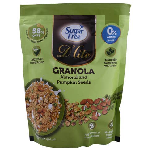 D'lite Sugar Free Almond & Pumpkin Seeds Granola 450g 