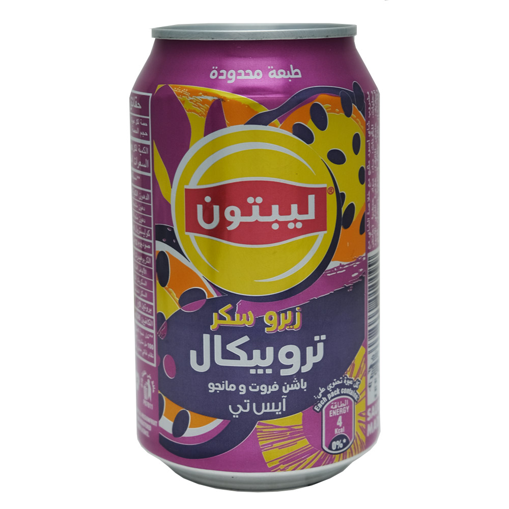 Lipton Zero Sugar Tropical Passionfruit & Mango Ice Tea 320ml back image
