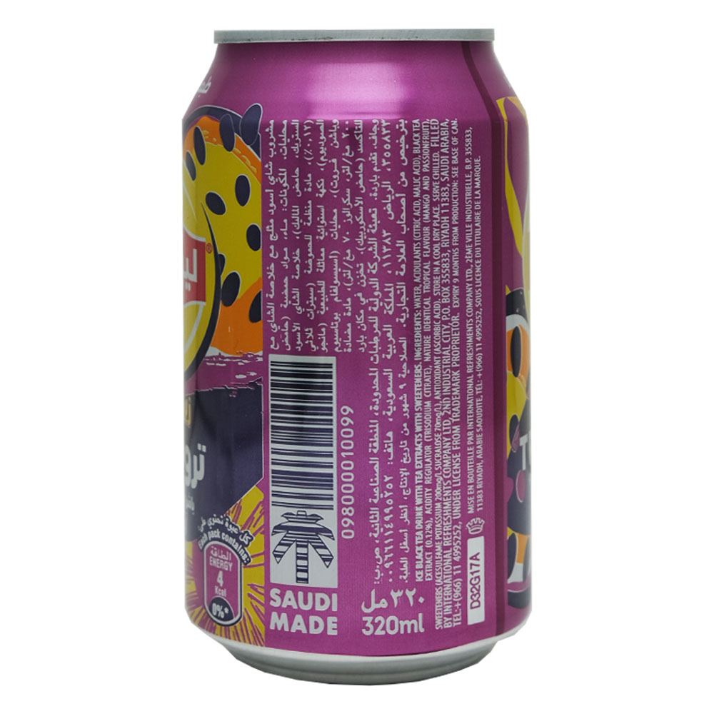 Lipton Zero Sugar Tropical Passionfruit & Mango Ice Tea 320ml left side image