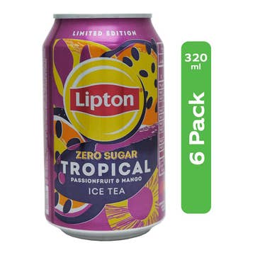 Lipton Zero Sugar Tropical Passionfruit & Mango Ice Tea 6x320ml 
