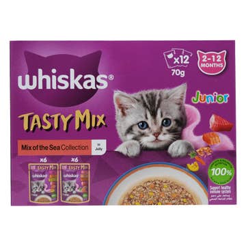 Whiskas Tasty Mix Junior Sea Collection in Jelly Cat Food 12x70g 