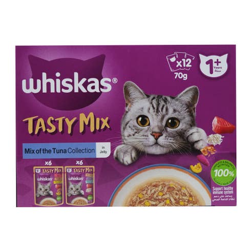 Whiskas Tasty Mix Tuna Collection in Jelly Cat Food 12x70g 