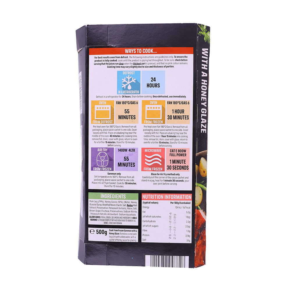 Iceland Gammon Honey Joint 500g [Contains Pork] - Bahrain Alosraonline supermarket