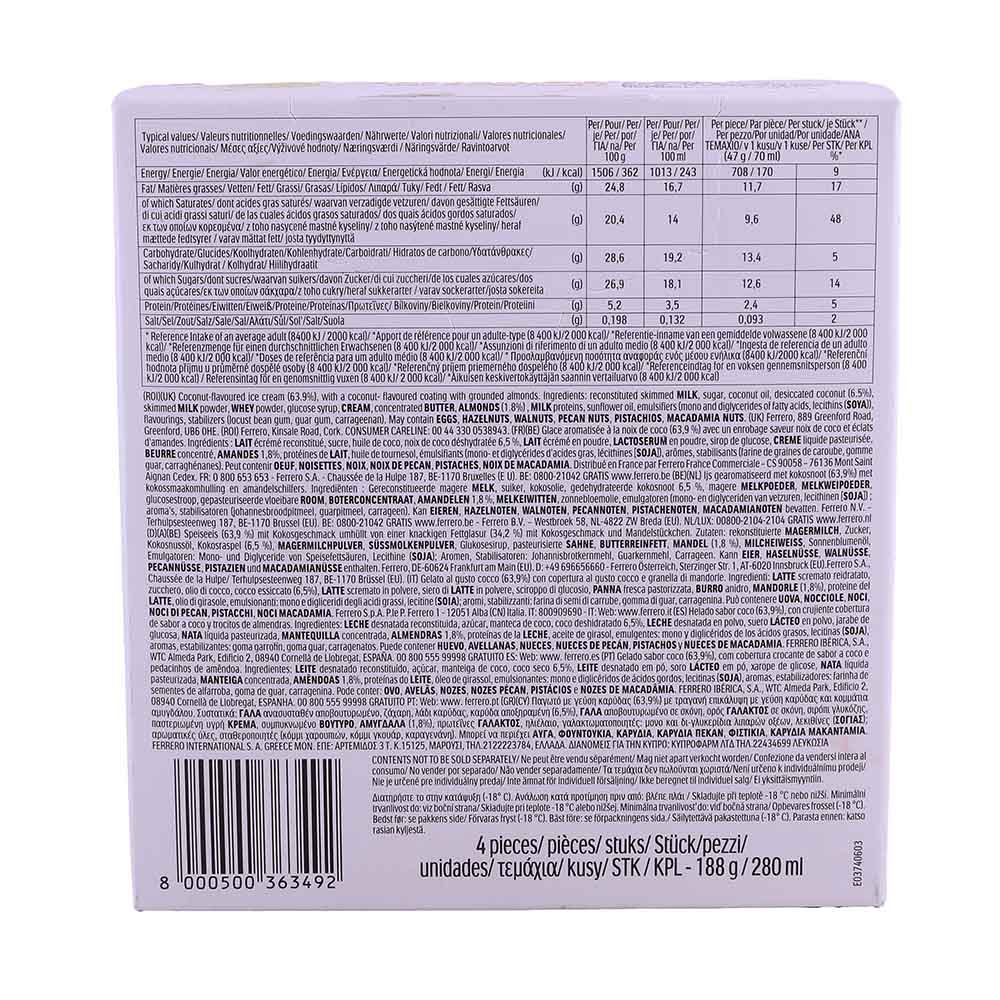 Confetteria Raffaello Ice Cream Sticks 4's 280ml back image