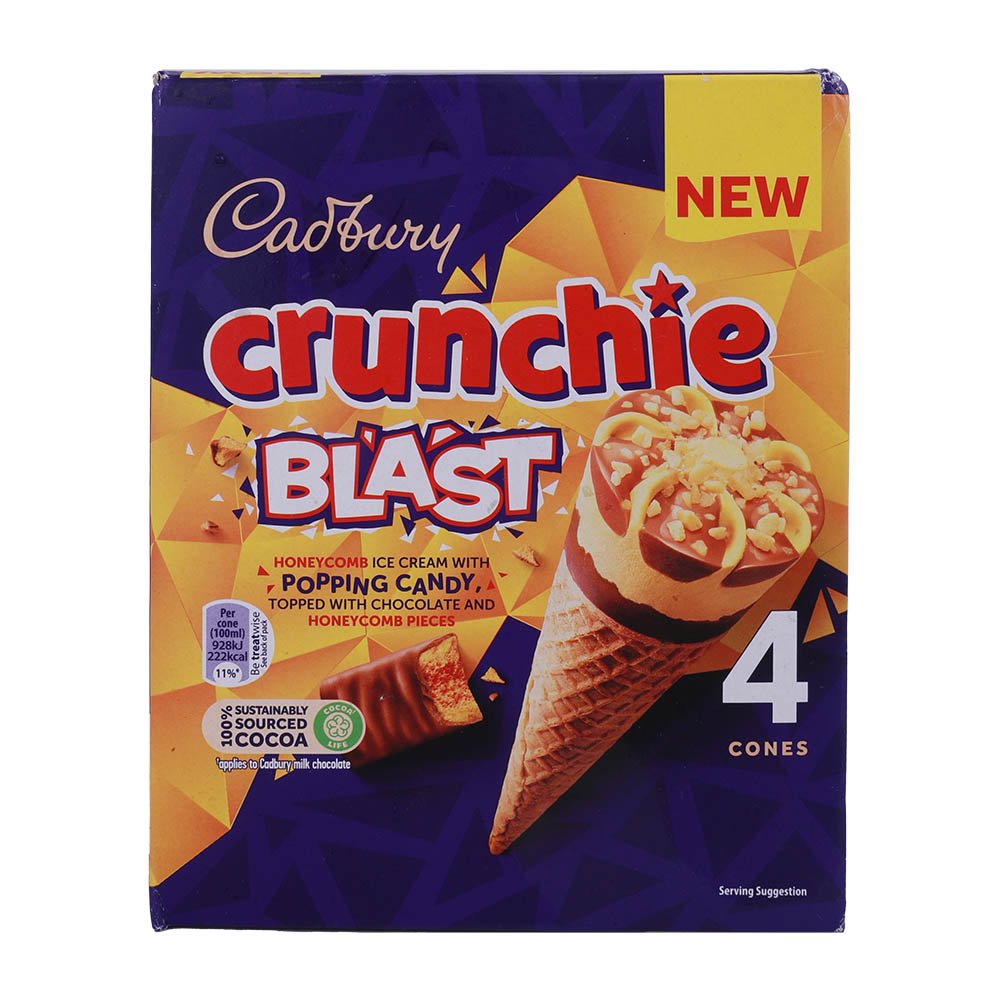 Cadbury Crunchie Blast Ice Cream Cones 4's 400ml