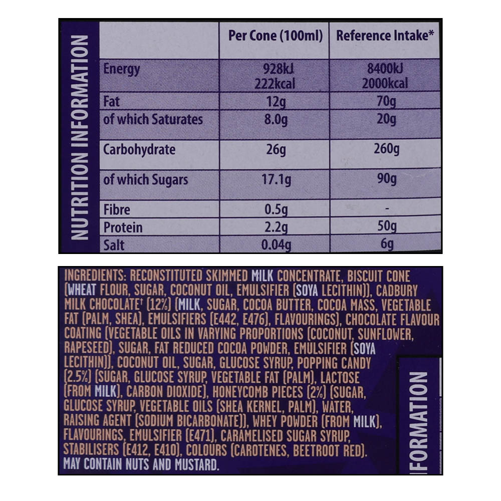 Cadbury Crunchie Blast Ice Cream Cones 4's 400ml right side image