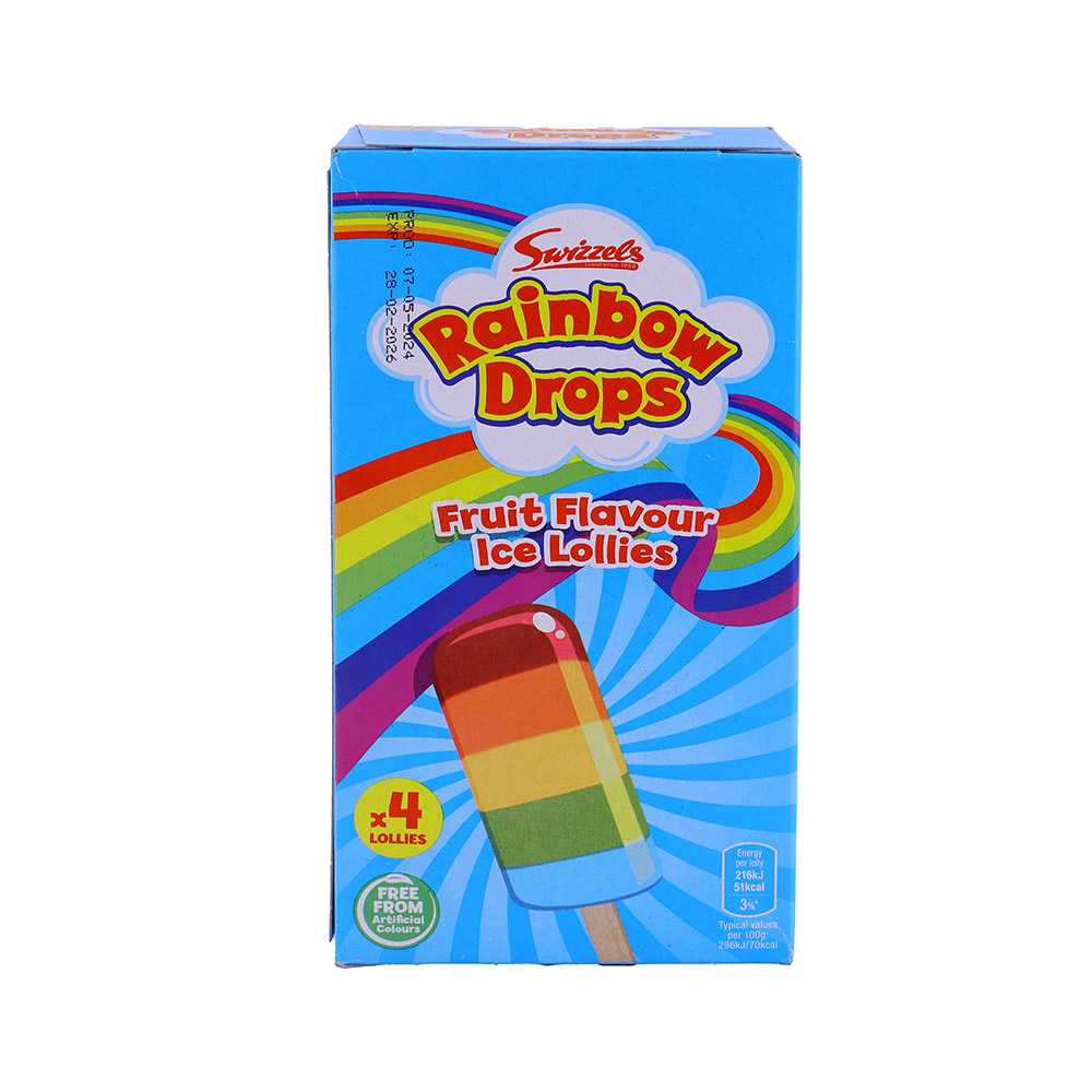 Swizzels 4pk Rainbow Drops Ice Lollies 292ml 