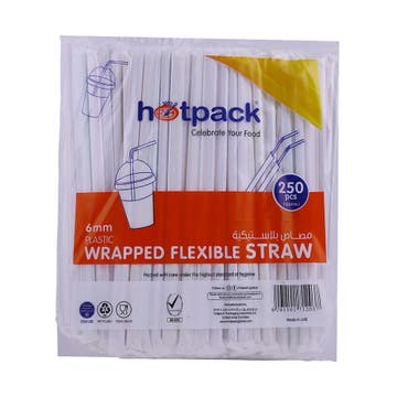 Hotpack Wrapped Flexible Straw 250pcs 