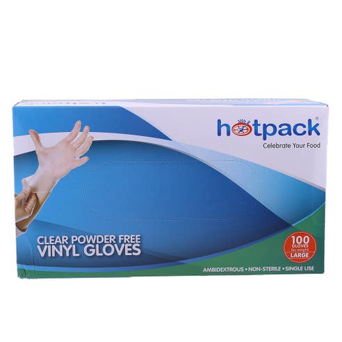 Hotpack Clear Powder Free Vinyl Gloves 100pcs 