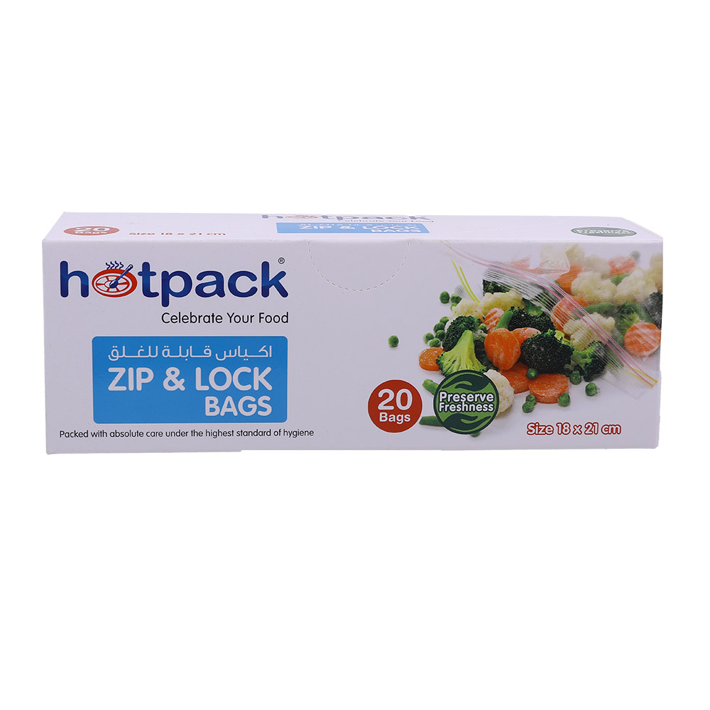 Hotpack Zip & Lock Bags 18x21cm 20pcs