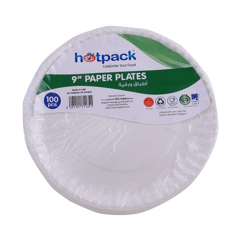 Hotpack 9" Paper Plates 100pcs 