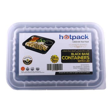 Hotpack Black Base Containers With Lids 5pcs 