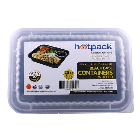Hotpack Black Base Containers With Lids 5pcs 