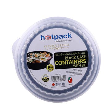 Hotpack Round Black Base Container With Lid 5pc 