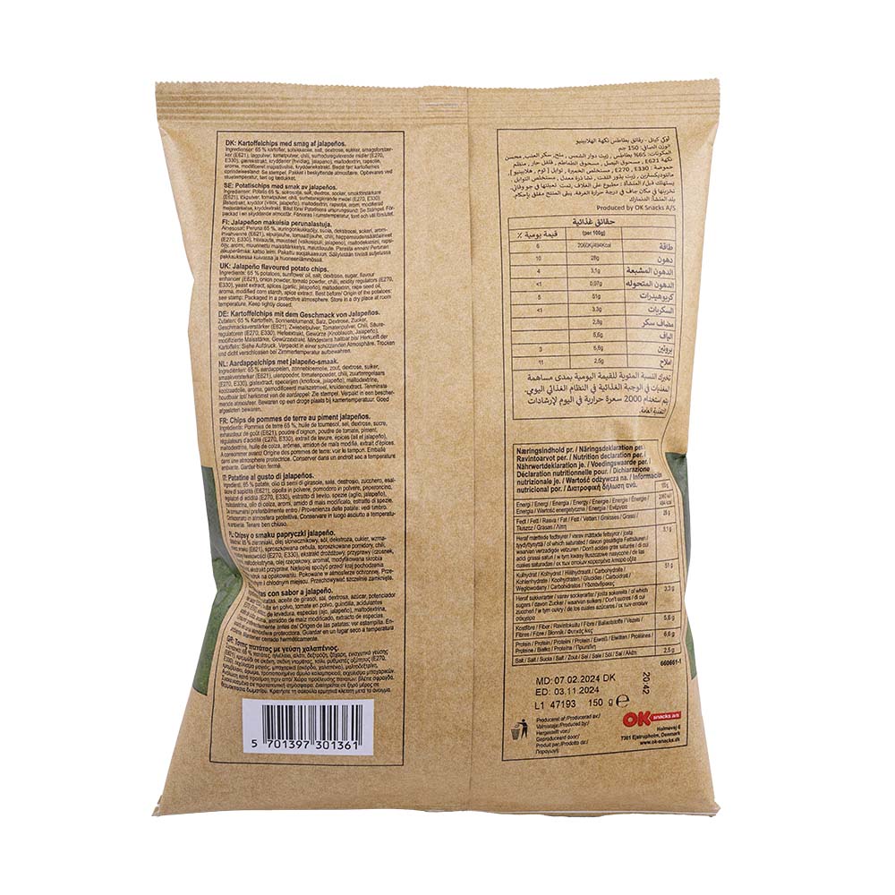 Kettle Cooked Jalapeno Chips 150g back image