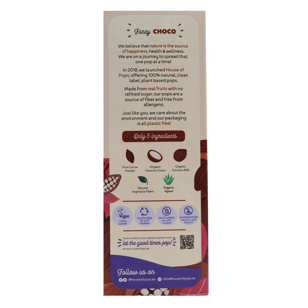 House Of Pops Fancy Choco Natural Frozen Lolly 80ml back image
