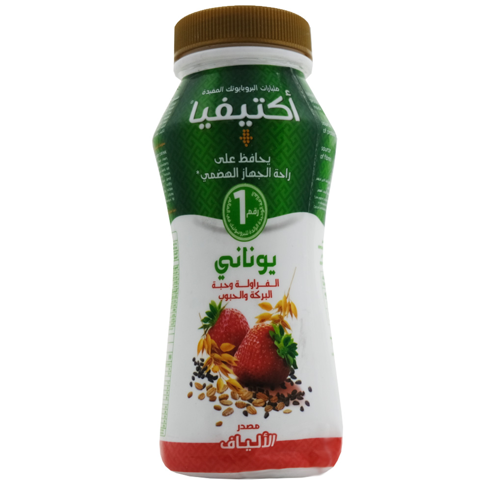 Activia Strawberry & Cereal Greek Yogurt Drink 180ml back image