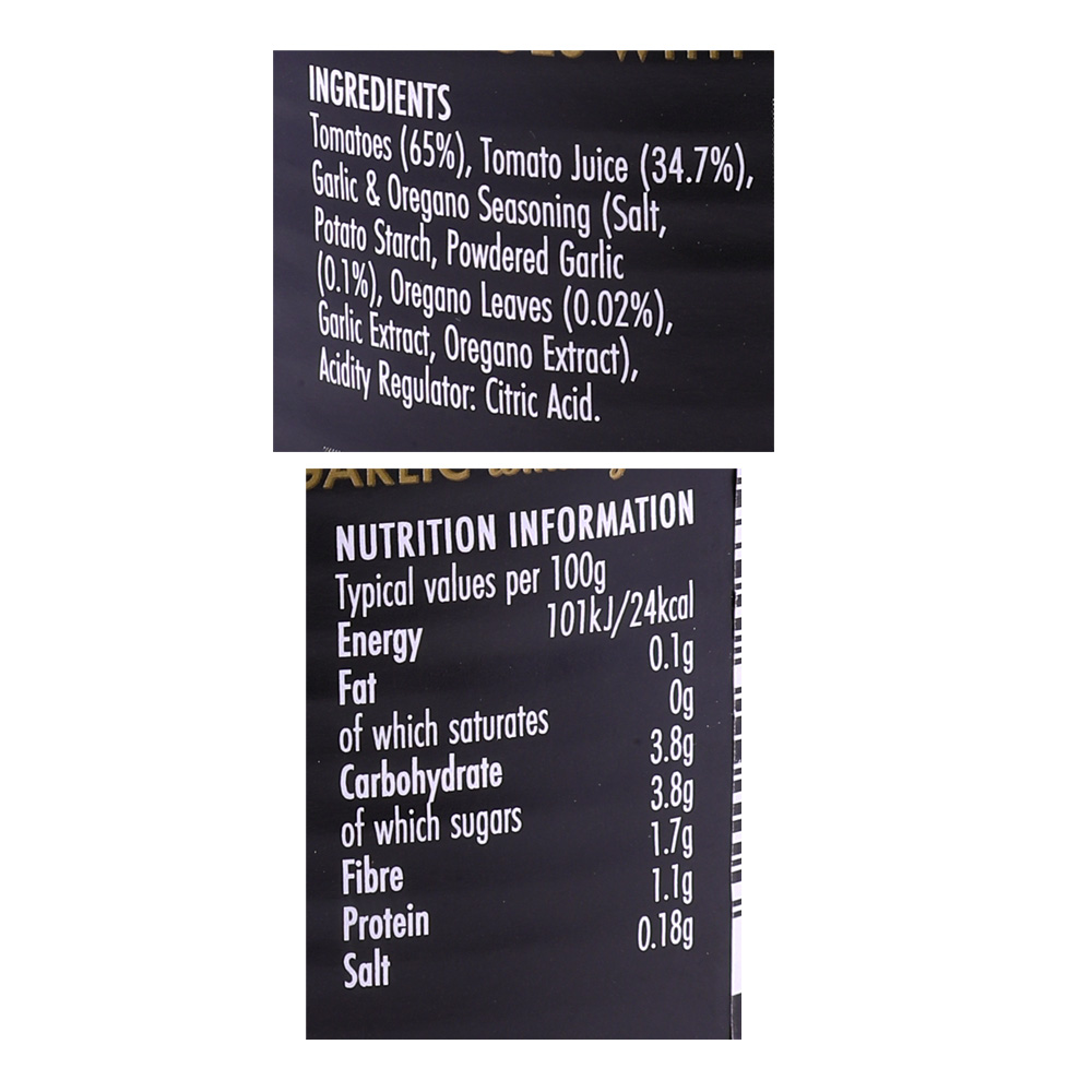 Epicure Italian Chopped Tomatoes With Garlic 400g right side image