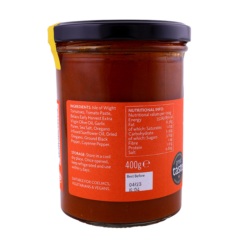 Isle Of Wight Tomatoes Pizzaiola Sauce 400g back image