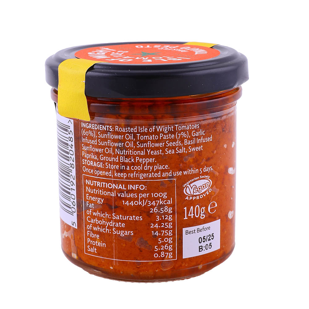 Isle Of Wight Roasted Tomato Pesto Vegan Sauce 140g back image