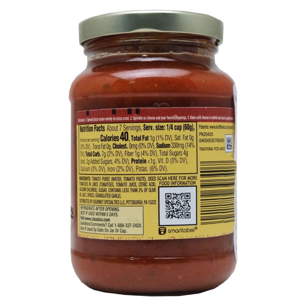 Classico Traditional Pizza Sauce 397g back image