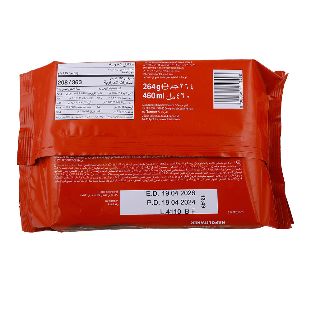 Loacker Napolitaner Sandwich Ice Cream 264g back image