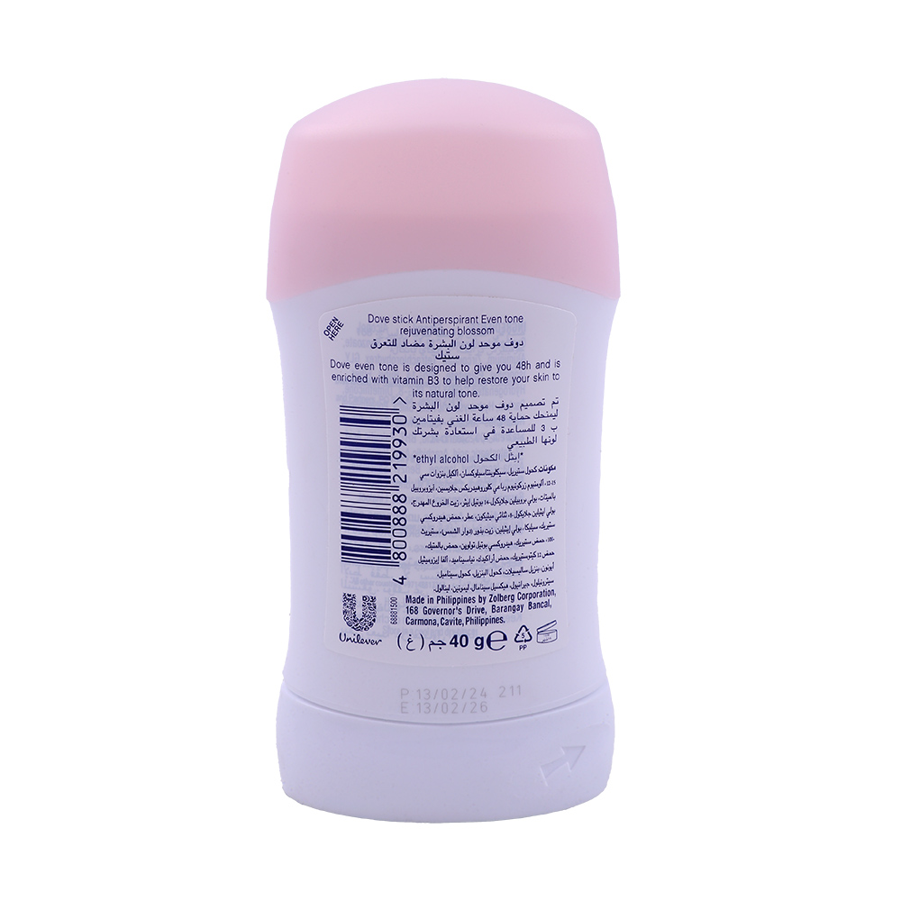 Dove Even Tone Deodorant Stick 40g back image