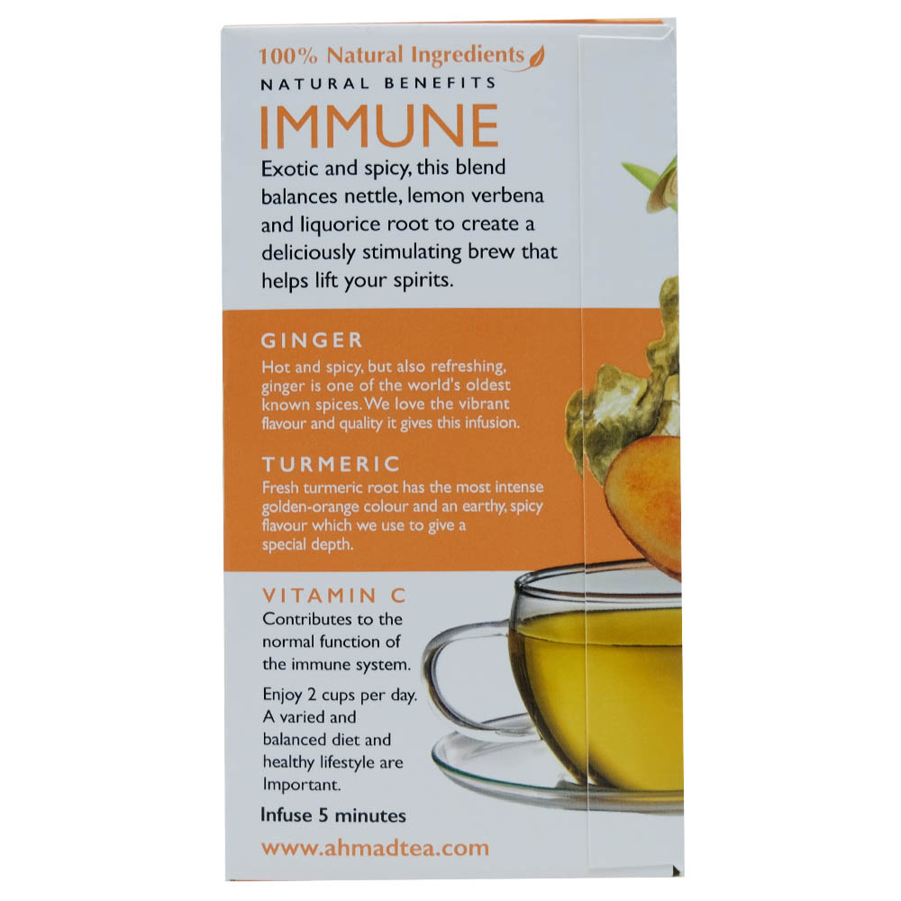 Ahmad Tea Immune Lemon, Ginger & Turmeric Tea 20s 30g left side image