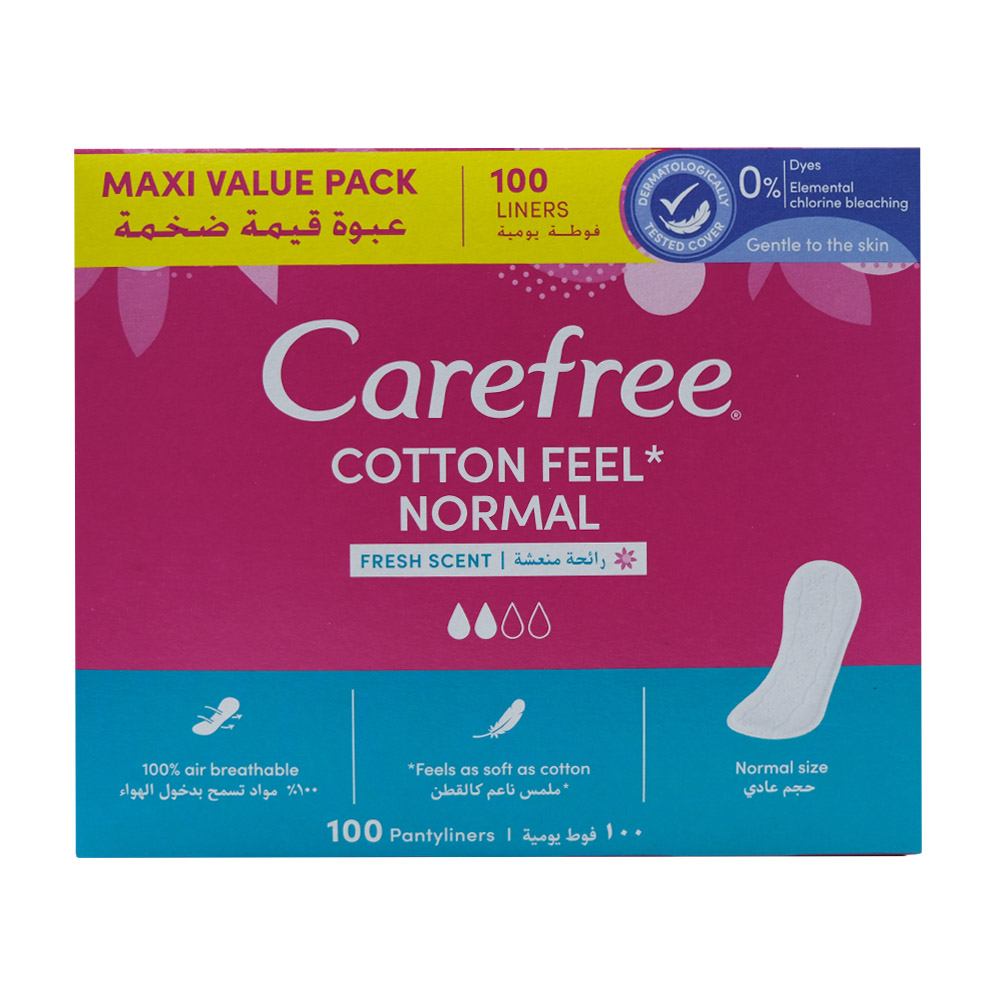 Carefree Cotton Feel Normal Fresh Scent Panty Liners 100s