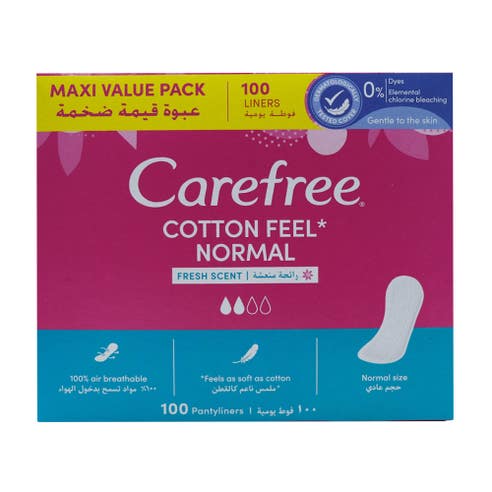Carefree Cotton Feel Normal Fresh Scent Panty Liners 100s 