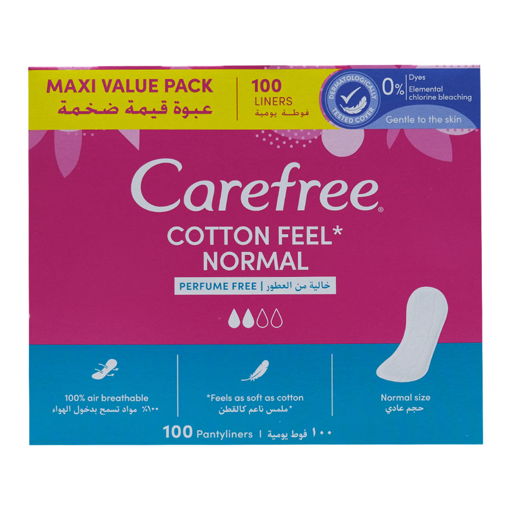 Carefree Cotton Feel Normal Perfume Free Panty Liners 100s