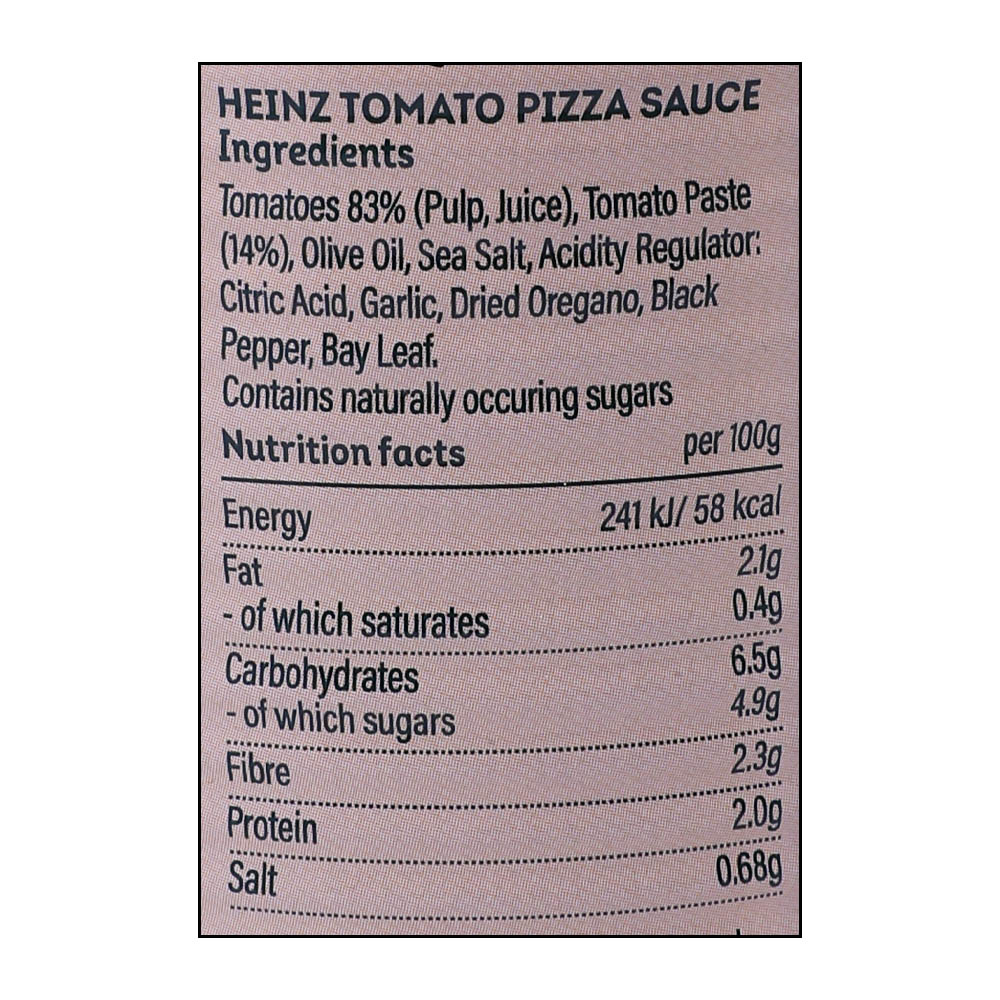 Heinz Classic Pizza Sauce 400g right side image