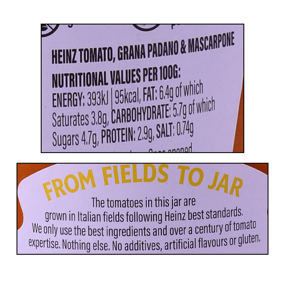 Heinz Tomato Grana Padano & Mascarpone Pasta Sauce 350g right side image