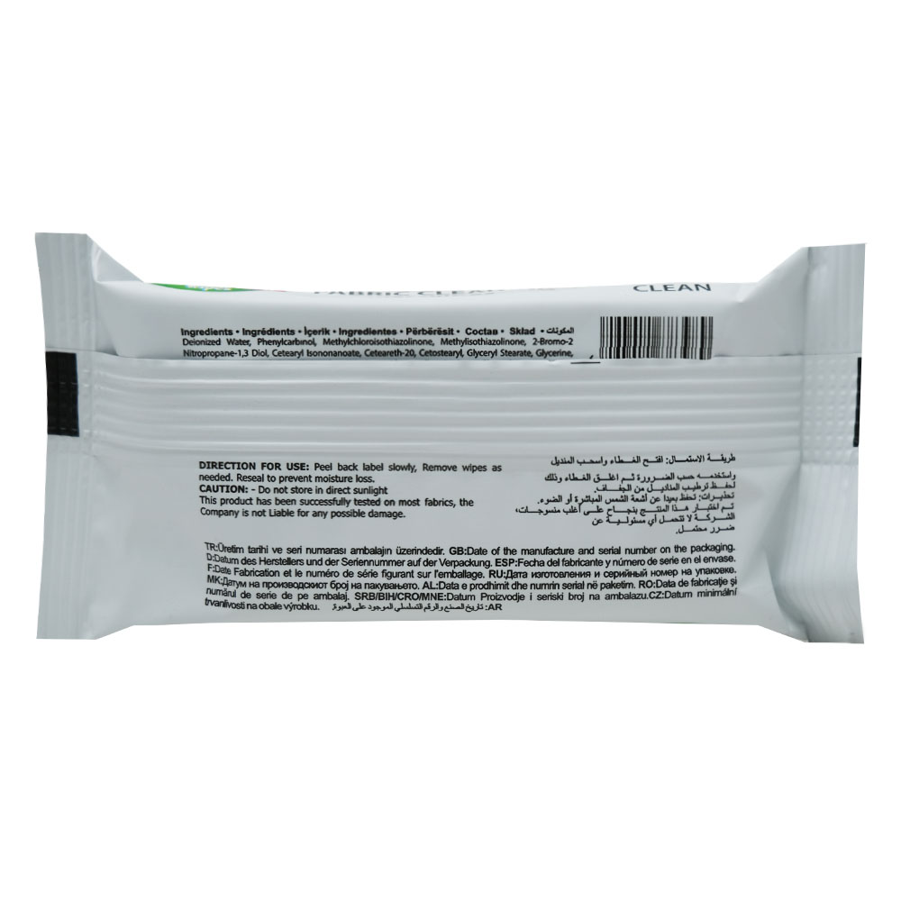 All Day Fabric Cleaning Wet Wipes 10s back image