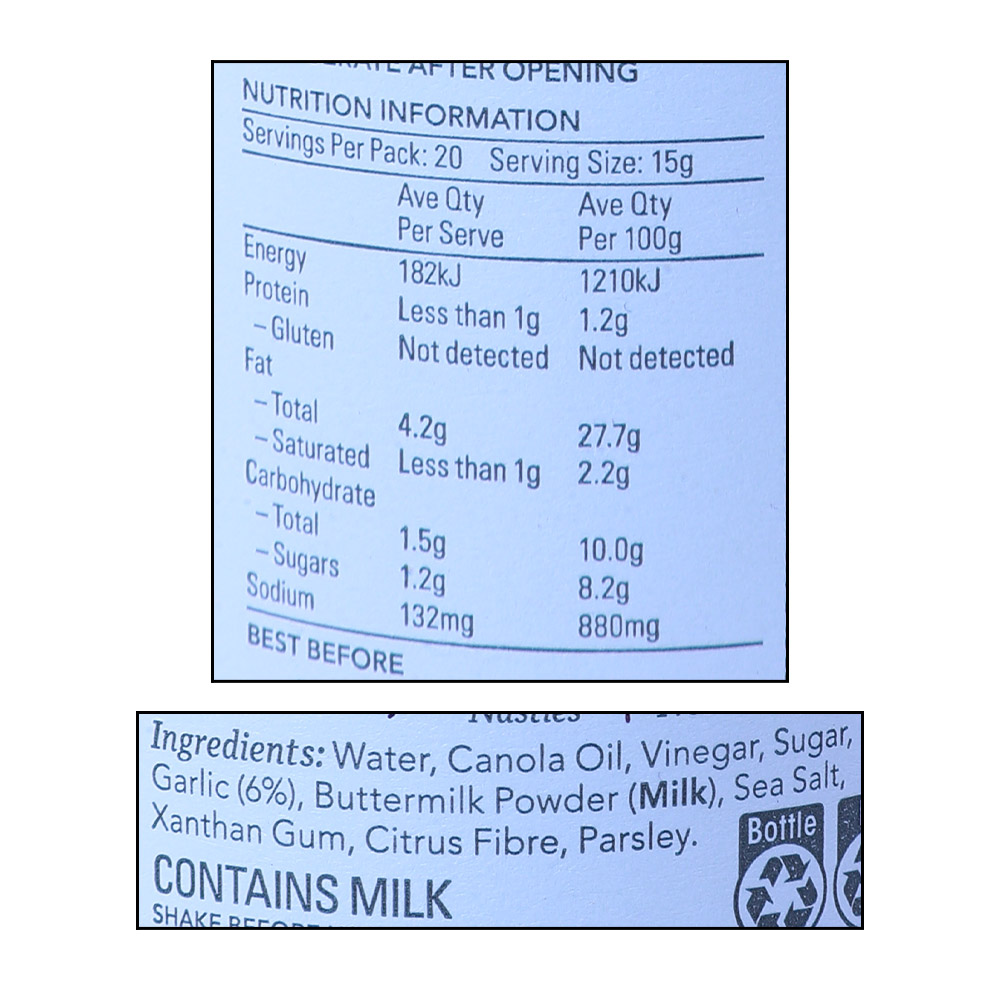 Beerenberg Australian Garlic Sauce 300ml right side image