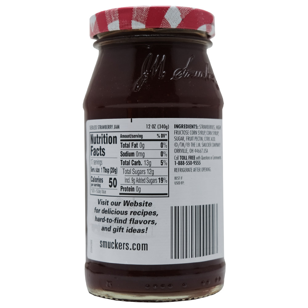 Smuckers Seedless Strawberry Jam 340g back image
