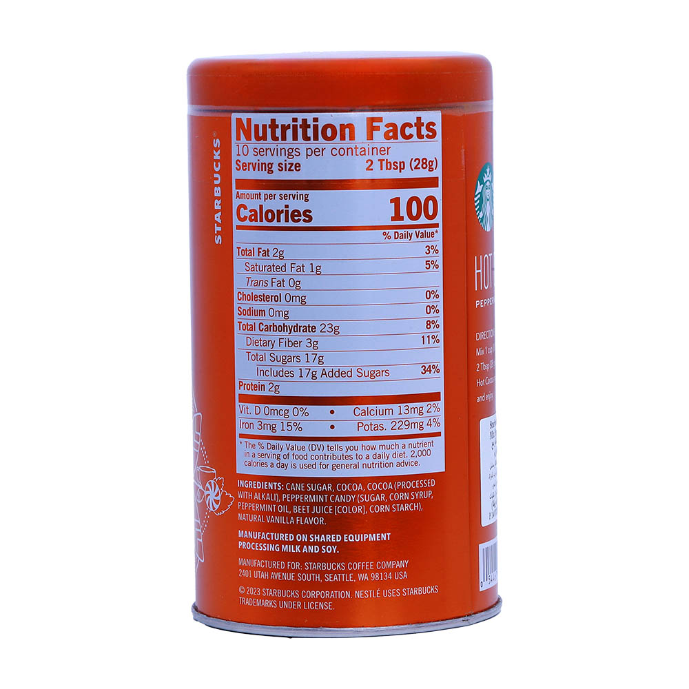 Starbucks Peppermint Hot Cocoa Canister 283g back image