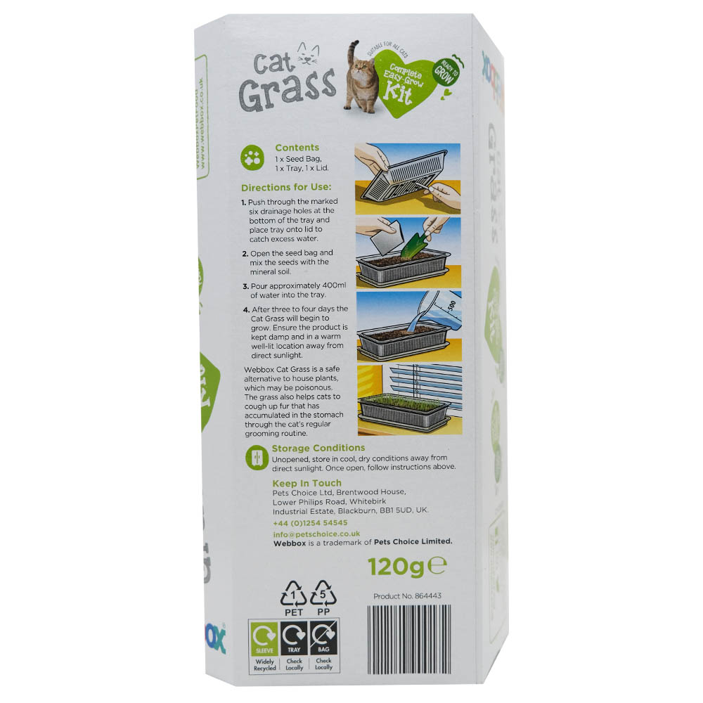 Webbox Cat Grass Cat Food 120g back image