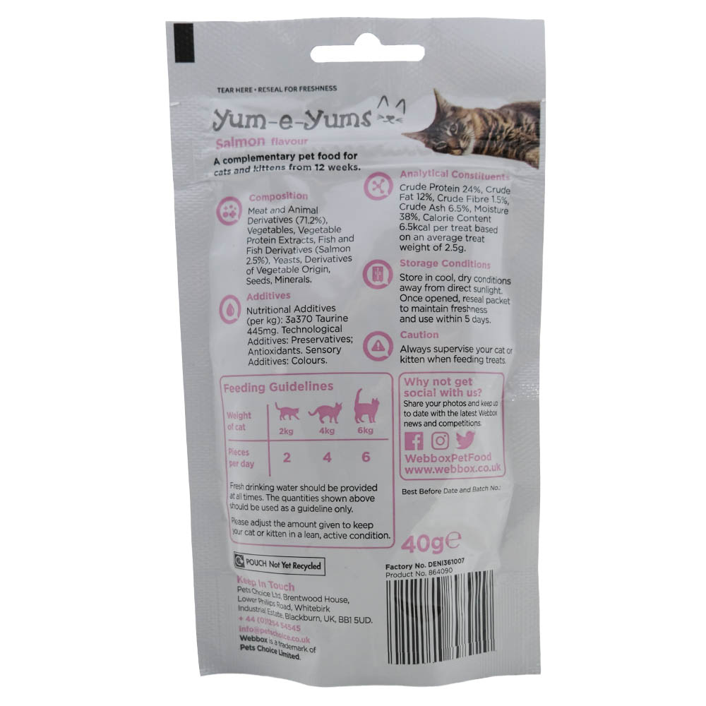 Webbox Yum-e-Yums Salmon Cat Treat 40g back image